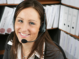 Office assistant with telephone and files